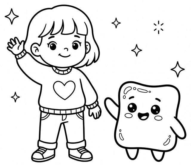 A sample Squish and Lilyan coloring page